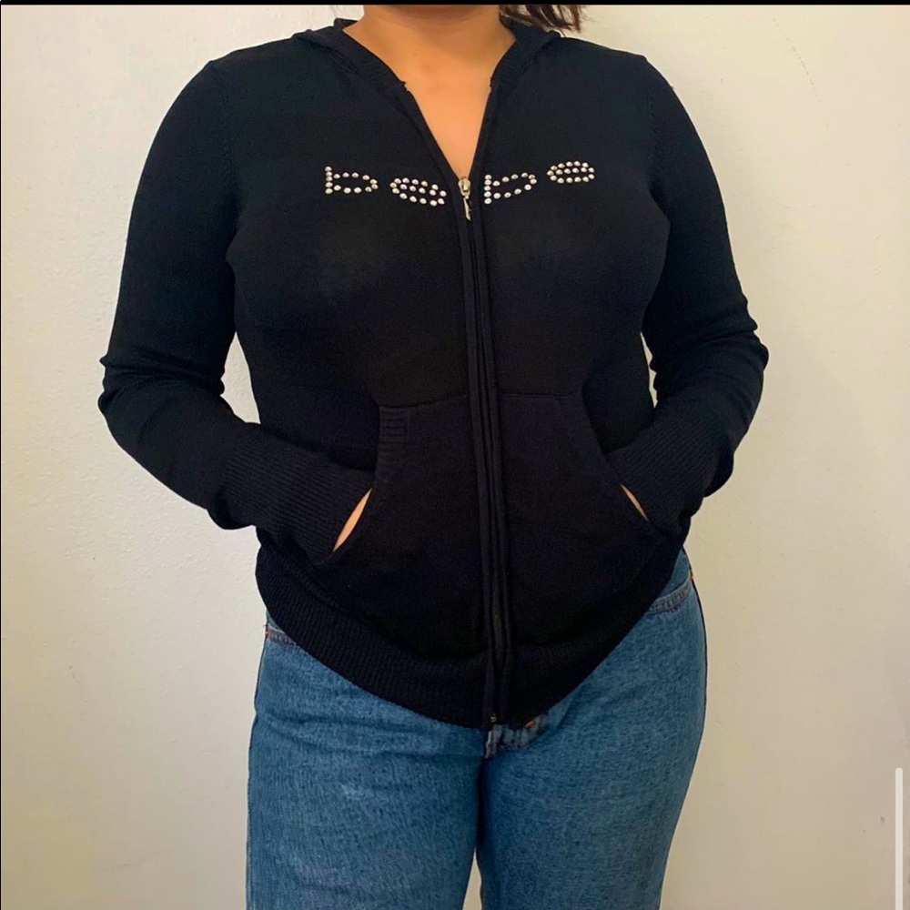 Bebe rhinestone zip-up